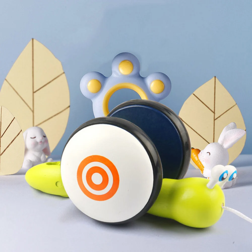 Wooden Snail Shaped Dragging Car toy Baby Walking Training Pulling Car Toy