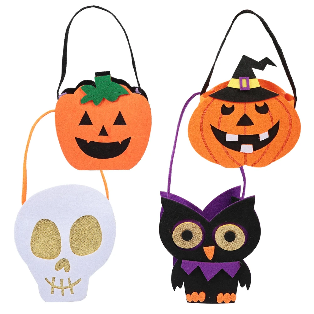 4Pcs Adorable Cartoon Gifts Candy Felt Bags Trick or Treat Kids Bags Random Style