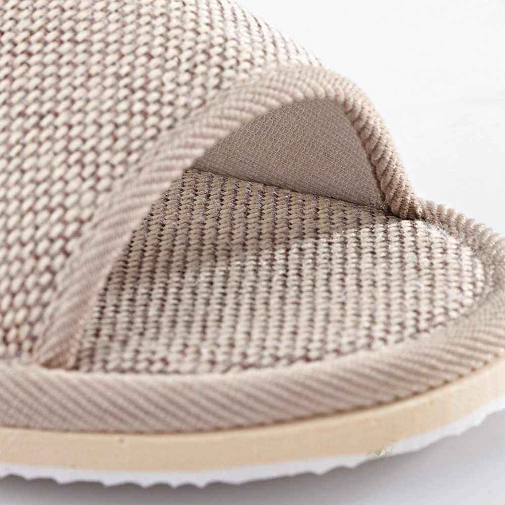 2 Pairs of 29cm Slippers Summer Anti EVA Bottom Cotton Linen Slippers for Hotel Home (Beige)