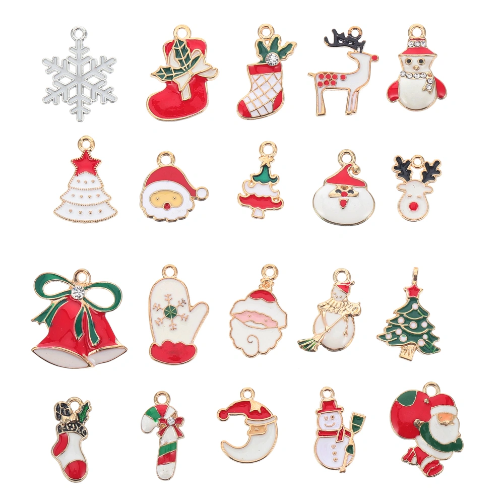 20pcs Christmas Pendant Charm Gold Plated Christmas Enamel Charm Pendant