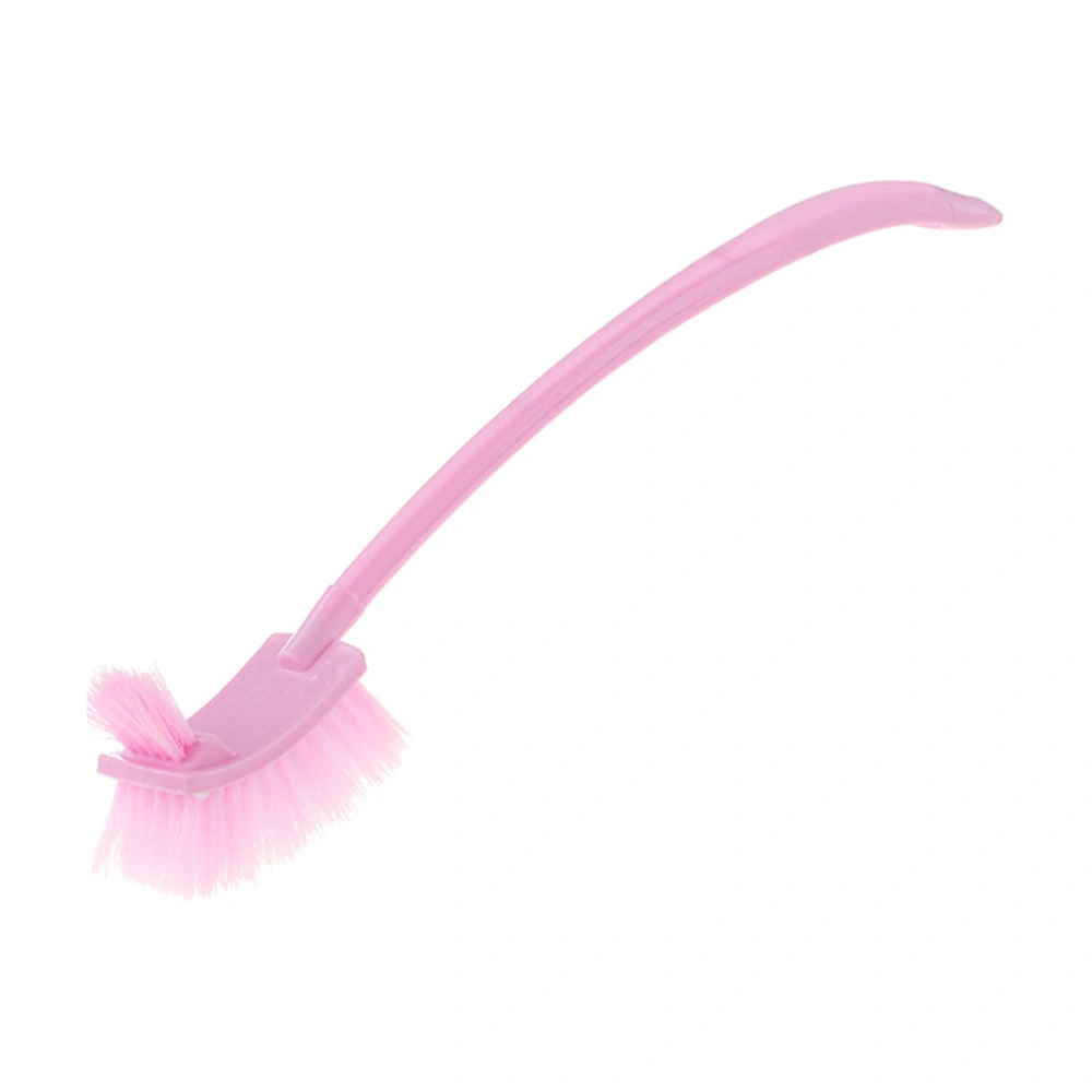 Toilet Brush Plastic Portable Long Handle Bathroom Toilet Bowl Scrub Double Sided Cleaning Brush (Pink)