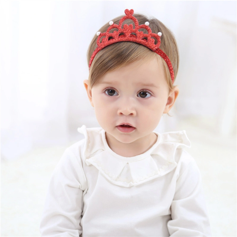 4pcs Glitter Crown Headbands Elastic Hair Baby Hair Bands Shiny Headwear Headdress Photo Props for Baby Birthday