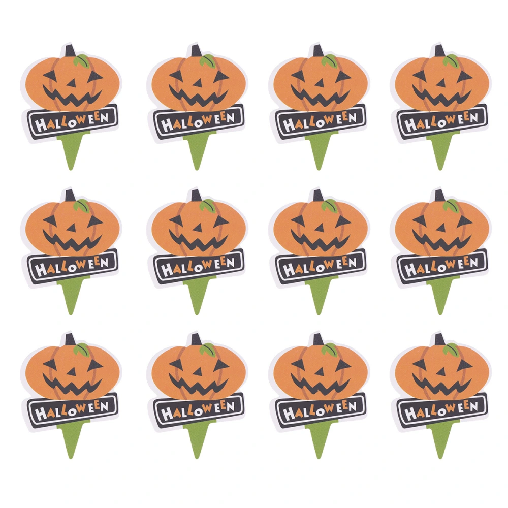 50PCS Halloween Cake Decor Toppers Funny Pumpkin Head Cupcake Picks for Festival Party Gathering