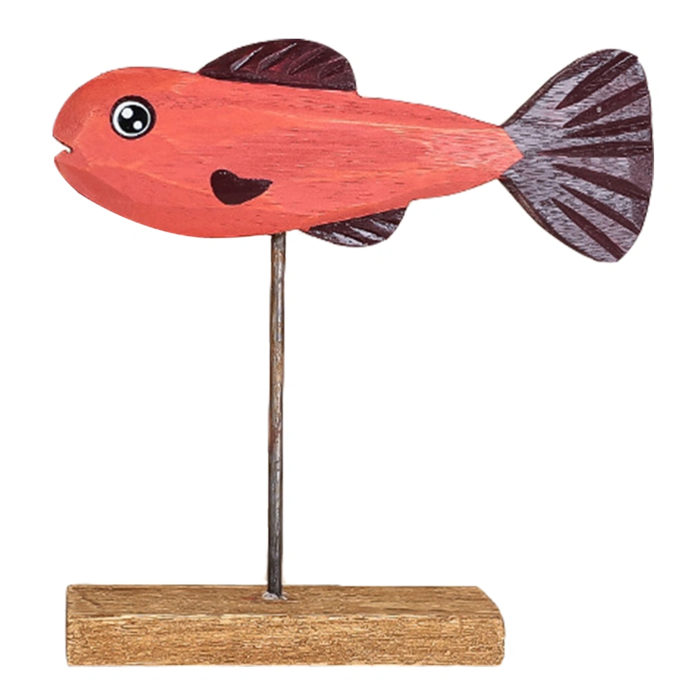 Christmas Fish Decor Cartoon Christmas Ornament Wooden Fish Desktop Adornment