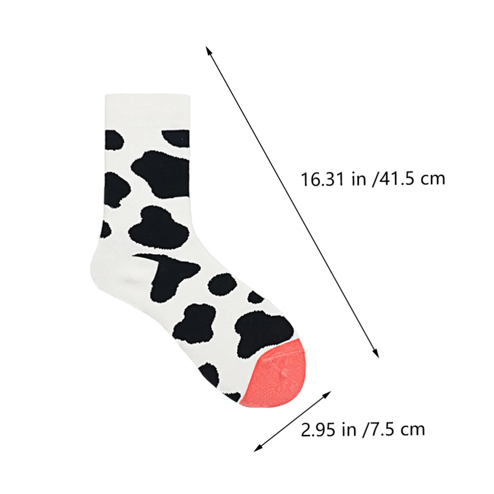 1 Pair Classic Milk Cow Spots Long Socks Tube Female Socks (Free Size 36-43)