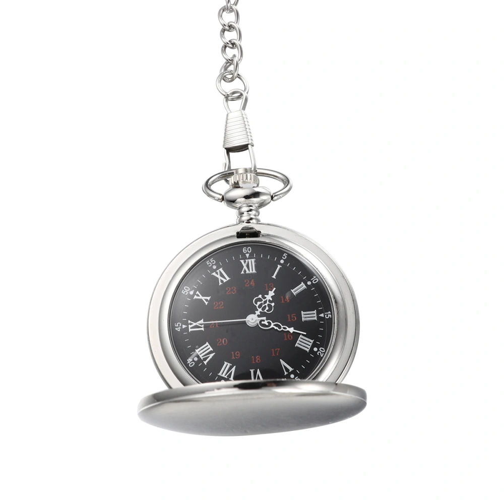 1PC Retro Two-faced Smooth Pocket Watch Alloy Classic Delicate Quartz Pocket Watch (Silver)