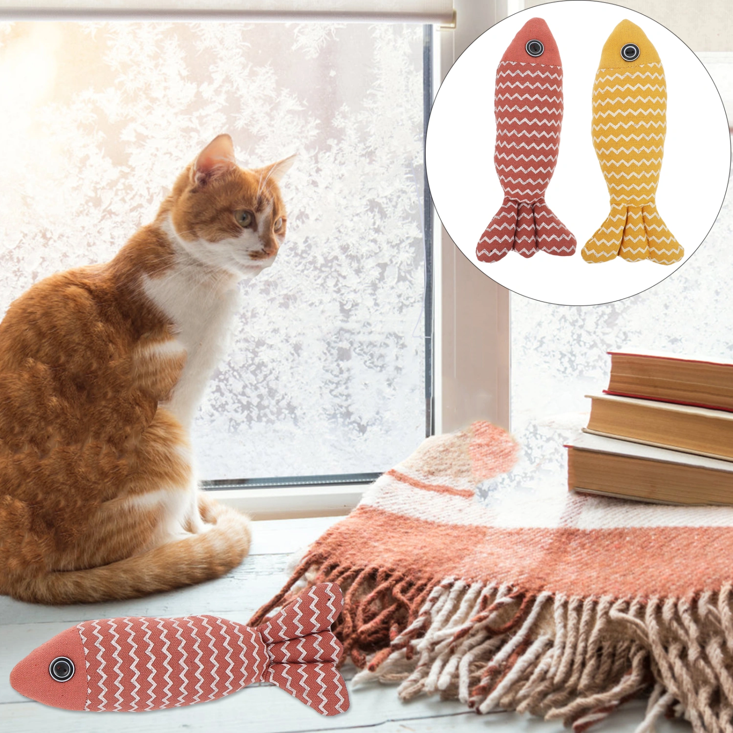 2 Pcs Fish Shape Cat Toys Kitten Toys Interactive Cat Toys Pet Cat Playthings