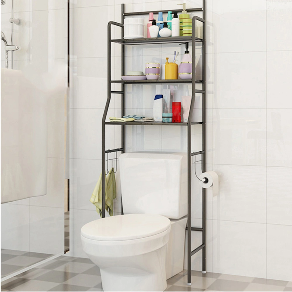 3 Tier Over the Toilet Storage Rack Space Saving Bathroom Kitchen Organizer(Black)