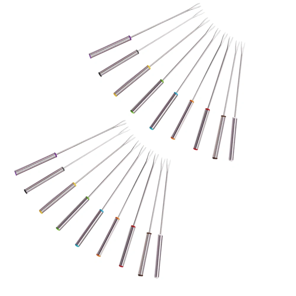 18pcs Barbecue Fork All Stainless Steel Grill Fork Outside BBQ Colorful Grill Fork Malatang Cooking Fork for Home Camping