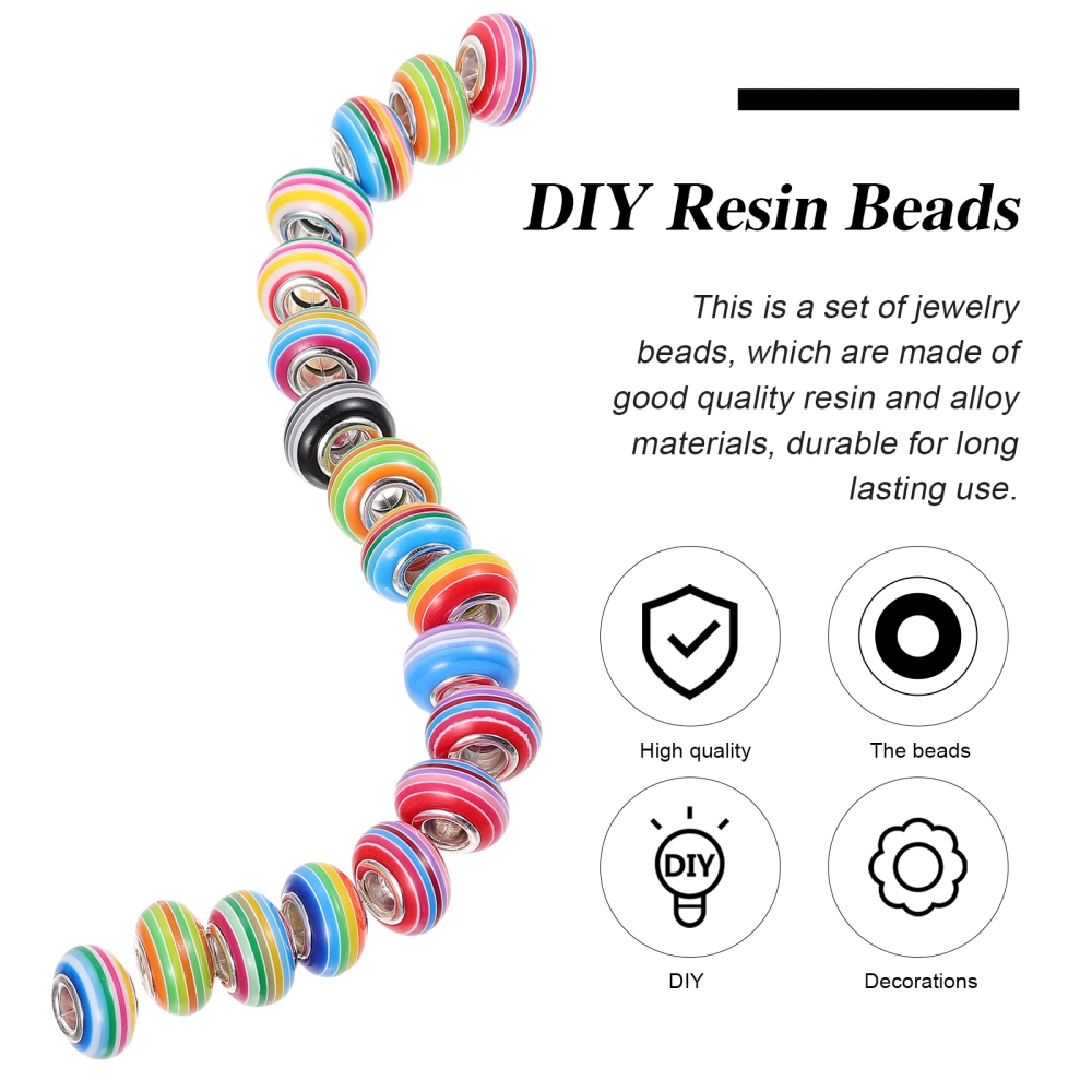 50Pcs Large Hole Beads Rainbow Stripe Beads Bracelet Jewelry DIY Making Kit