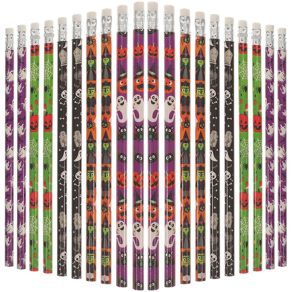 30Pcs Compact Halloween Pencils Adorable Students Pencils Kids Writing Pencils with Erasers