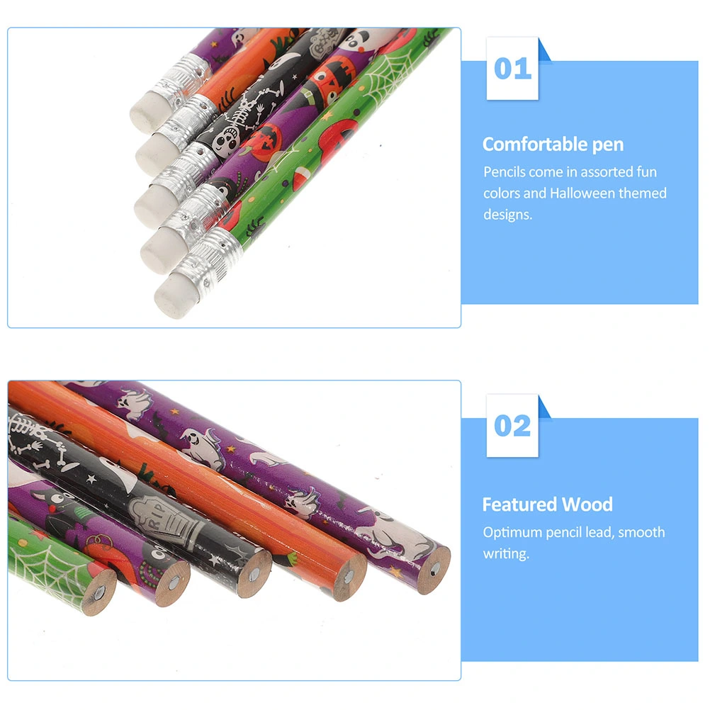 30Pcs Compact Halloween Pencils Adorable Students Pencils Kids Writing Pencils with Erasers