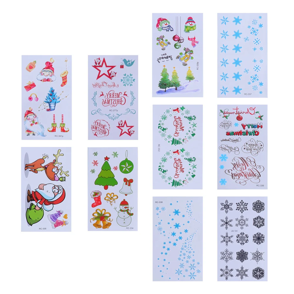 20 Sheets Xmas Stickers Colorful Cartoon Christmas Tree Snowflake Pattern Waterproof Temporary