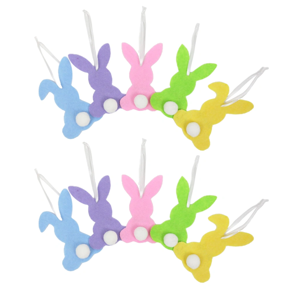 10pcs Easter Rabbit Ornament Felt Easter Pendant Party Layout Decor(Mixed Color)