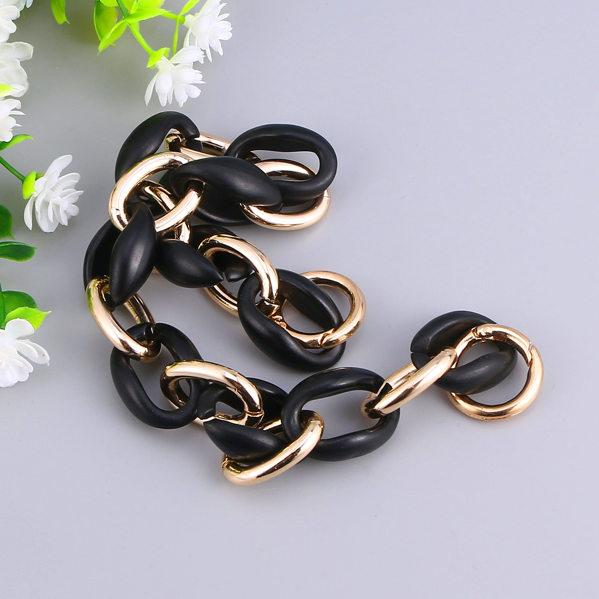 Replacement Purse Bag Chains Premium Acrylic and Alloy Bag Chain Shoulder Bag Straps (Black)