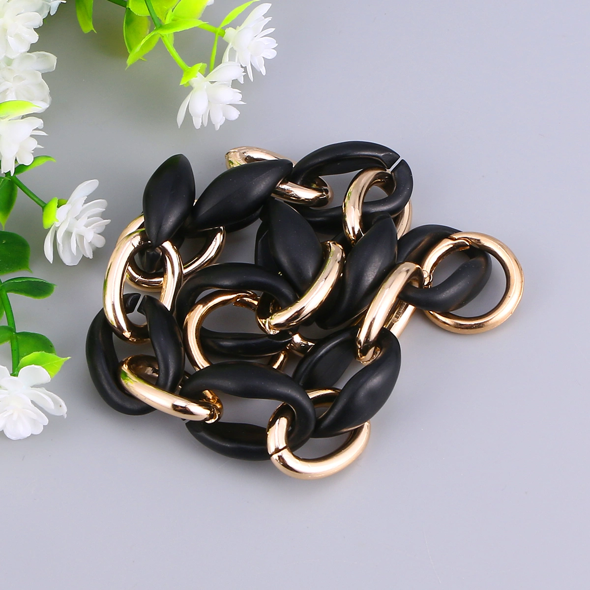 Replacement Purse Bag Chains Premium Acrylic and Alloy Bag Chain Shoulder Bag Straps (Black)