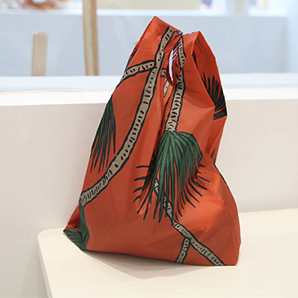 Printed Nylon Eco-friendly Bags Waterproof Handbags Portable Shopping Bag Reusable Tote (Small Size) (Random Pattern)