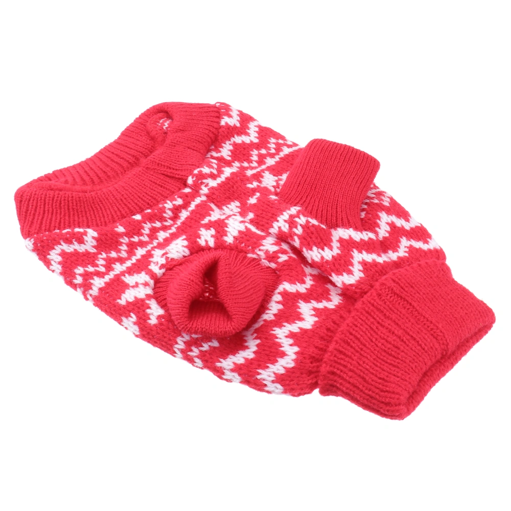 Christmas Pet Sweater Festive Puppy Clothes Dog Winter Coat Snowflake Pattern Wearing Decoration for Xmas Party Holidays Festival (Red, S)