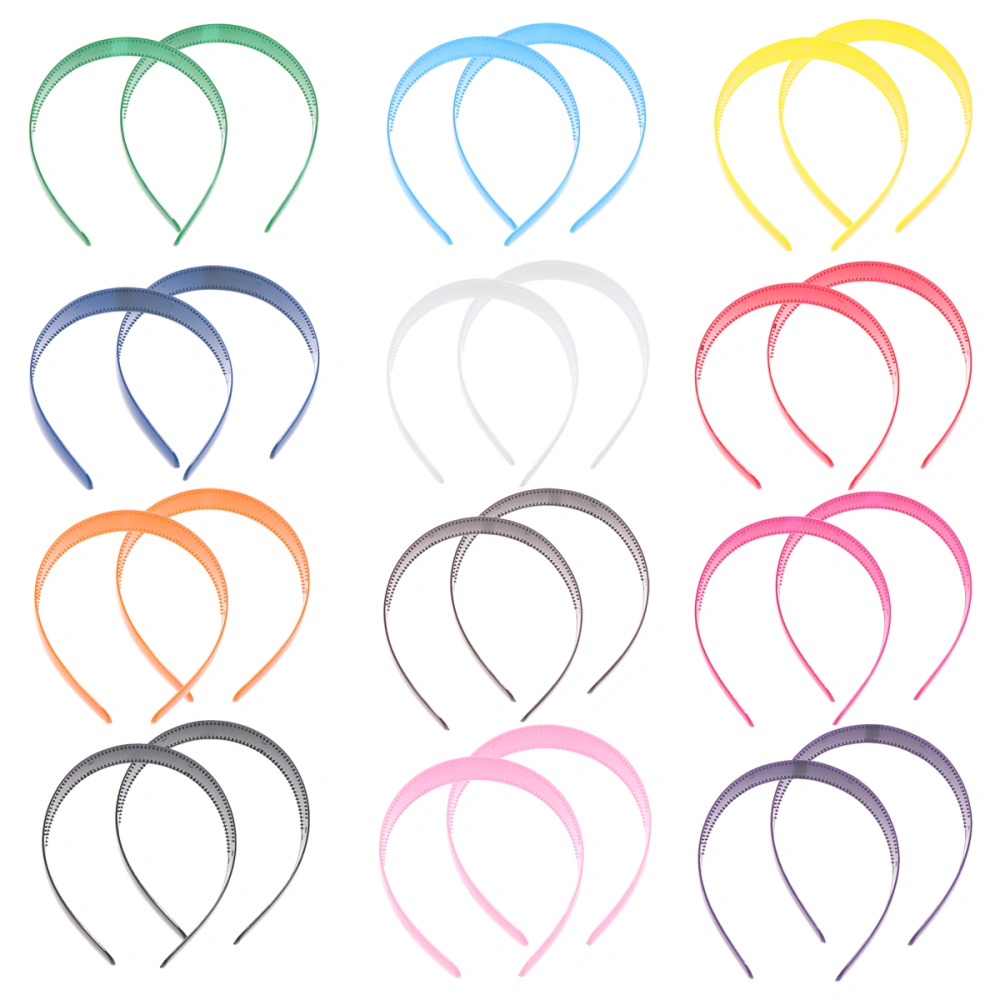 24Pcs Buckle Wide Section Headband Candy Color Headband Head Plastic Teeth Hairband Women Girls Hair Accessories(Mixed Color)