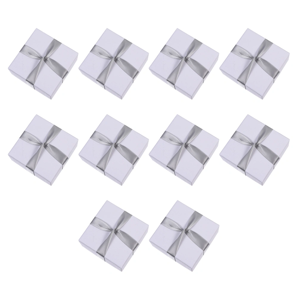 10pcs Small Size Jewelry Cases Plastic Cardboard Jewelry Box Storage Box (White)