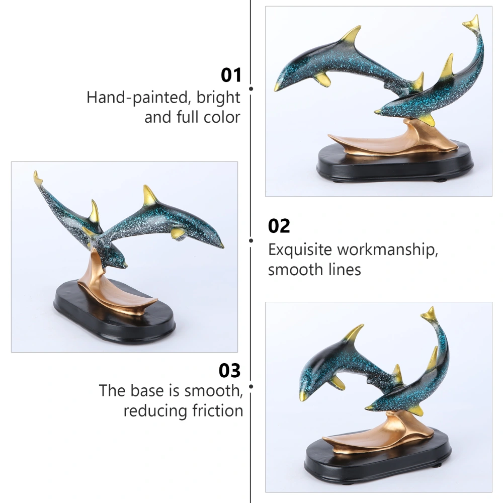 1pc Resin Ornament Desktop Craft Adornment Creative Dolphin Adornment for Home