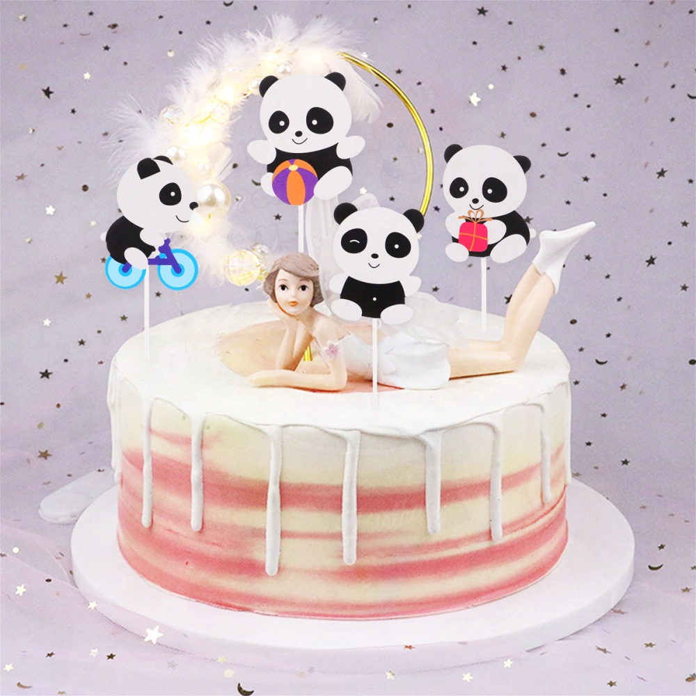 30pcs Panda Theme Party Birthday Cake Fruit Decoration (Black White)