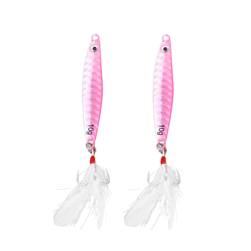 2Pcs Fishing Lures Metal Fishing Baits Sets Artificial Hard Bait Treble Hooks Spanish Mackerel (Pink)