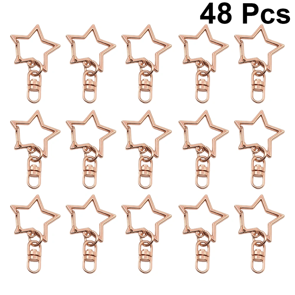 48Pcs Alloy Key Holder Waist Hanging Key Holder Exquisite Star Shaped Car Business Keychain Metal Keyring without Case(Rosy Golden)