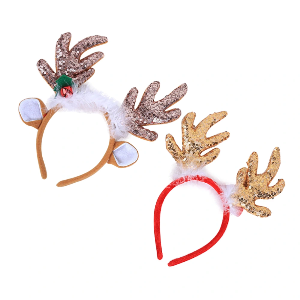 3PCS Reindeer Antlers Headbands Sequins Snowflake Christmas Costume Accessory Decorative Hair Hoops Headdress Party Favors