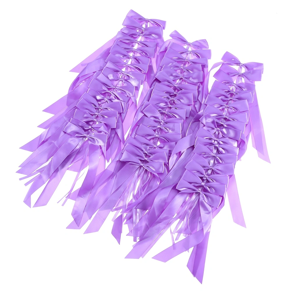 50 Pcs Satin Bow Ribbon Fabric Ribbon Decorations for Wedding Winter Christmas Snowflake Trim Crafts Decoration (Purple)