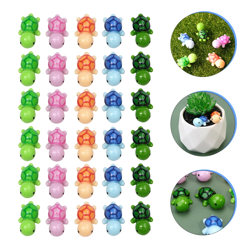 30 Pcs Miniature Turtle Ornaments Bonsai Turtle Models Turtle Resin Crafts