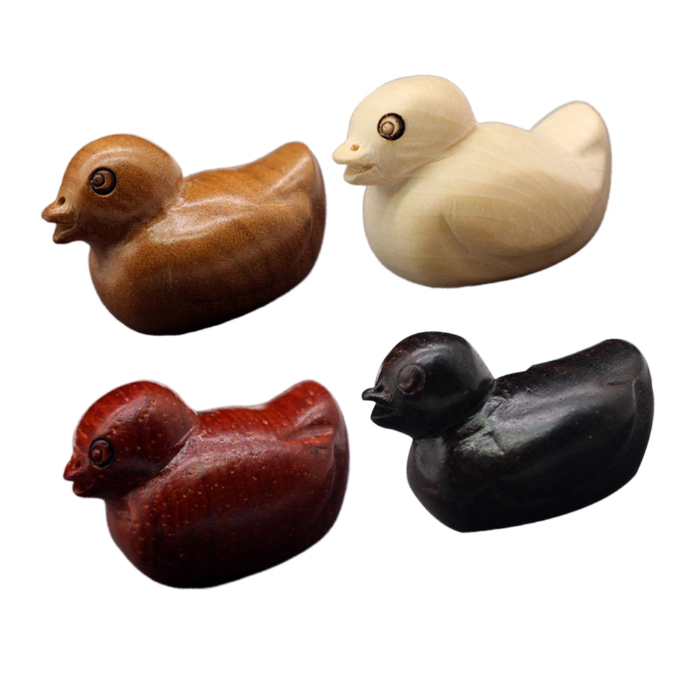 4 Pcs Three-dimensional Hand Carved Wooden Duck DIY Pendant Beads Charms DIY Jewelry Making Handcraft Accessories for Necklace Bracelet (Mixed Color)