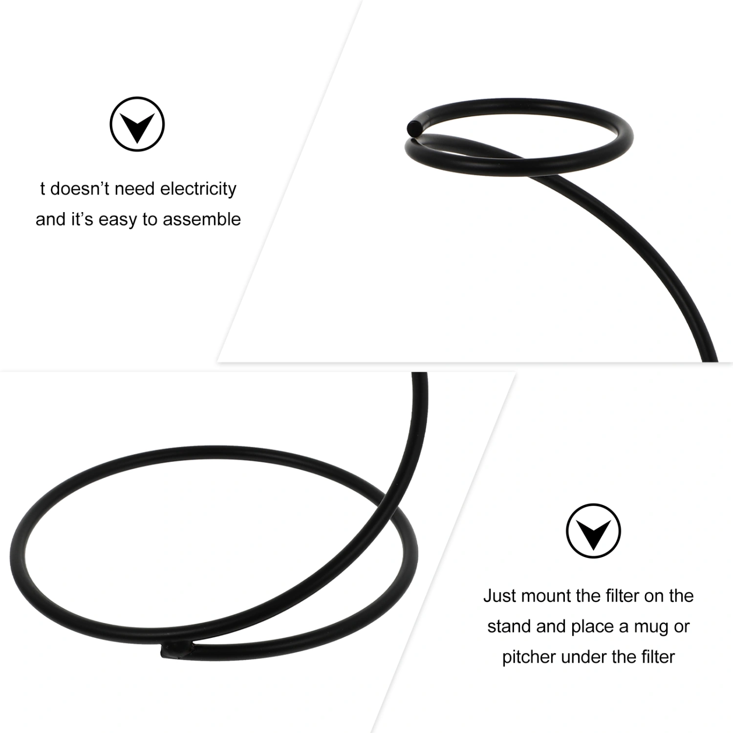 1Pc Snake Shape Coffee Dripper Stand Practical Iron Filter Cup Holder (Black)
