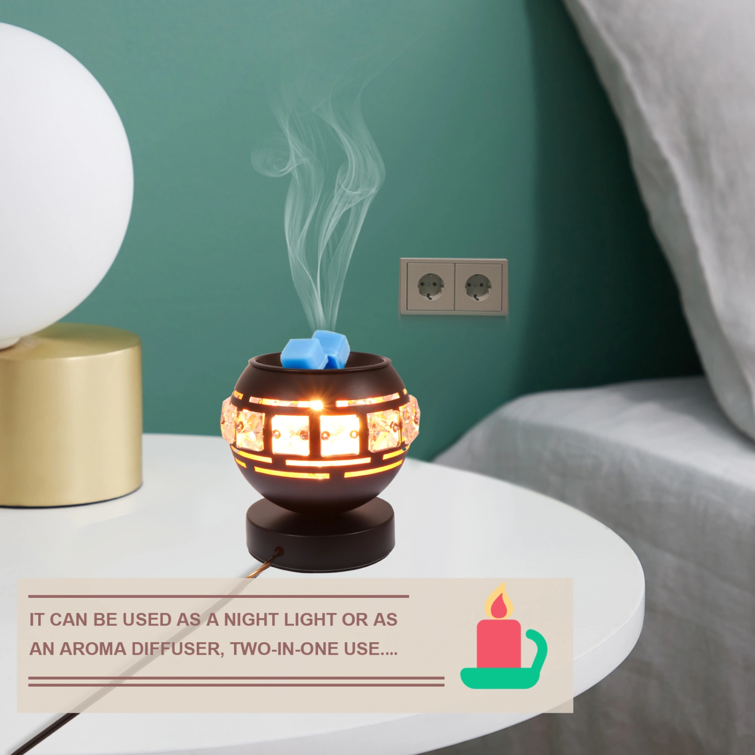 1Pc Home Decorative Desktop Wax Lamp Fragrance Lamp Small Night Lamp US Plug