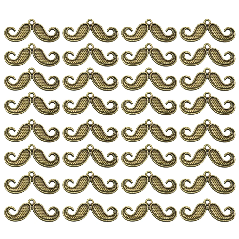 50pcs Alloy Mustache Shape Pendants Charms Jewelry Making Accessory for Bracelet Clothes (Bronze)