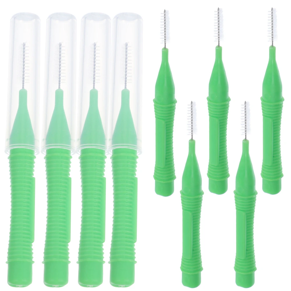 1 Set of 10pcs Interdental Brushes Between Teeth Dental Floss Pick Dental Care Brushes (Green)