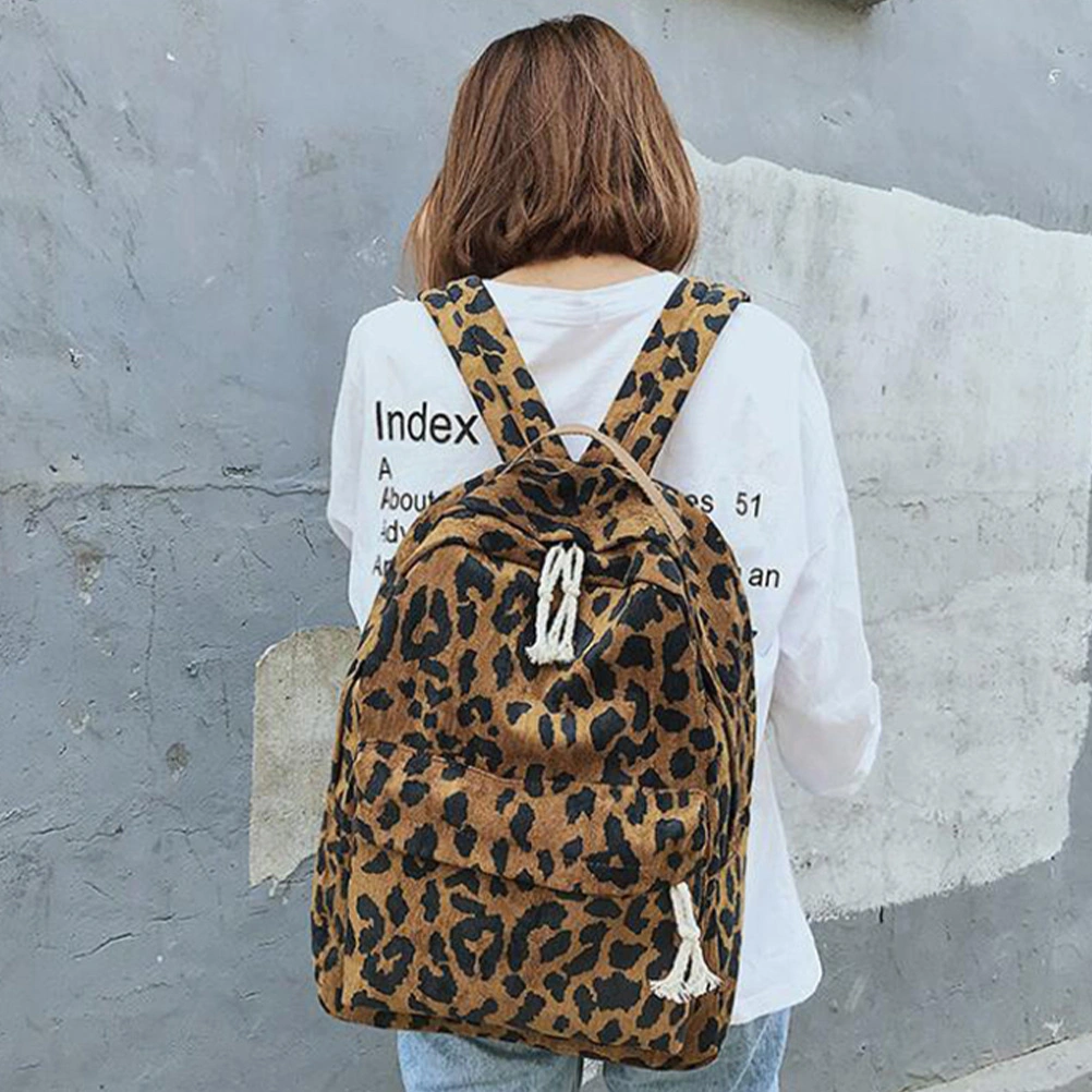1pc Large Capacity Student Fashion Leopard Backpack School Outdoor Bag