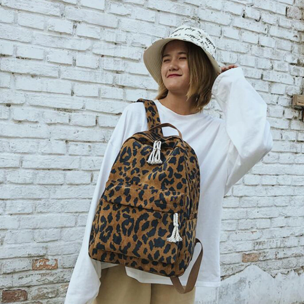1pc Large Capacity Student Fashion Leopard Backpack School Outdoor Bag