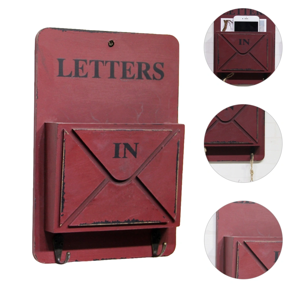 Wooden Mail Key Holder Wall Mount Mail Organizer Hanging Mail Letter Container