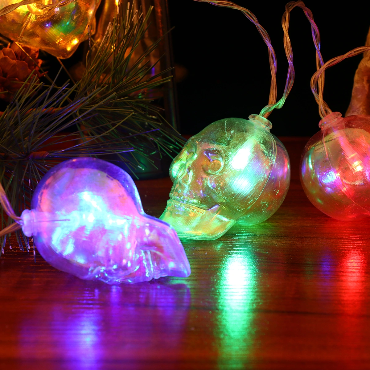 1Pc Halloween LED Ghost Head Shape Lamp String Skulls Decorative Lantern String