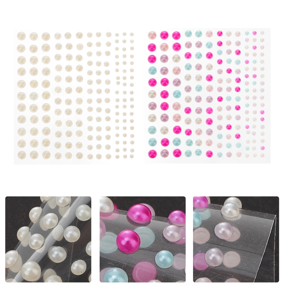 10 Sheets Pearl Stickers Nail Stickers Facial Stickers Adhesive Pearl Stickers