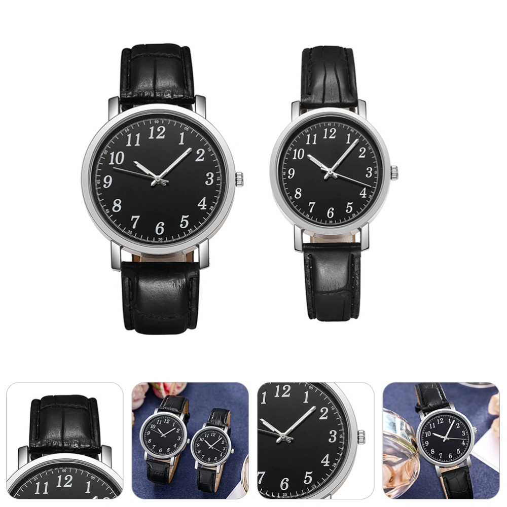 2 Pcs Wrist Watches Leather Couple Watch Fashion Watch Durable Leisure Watches