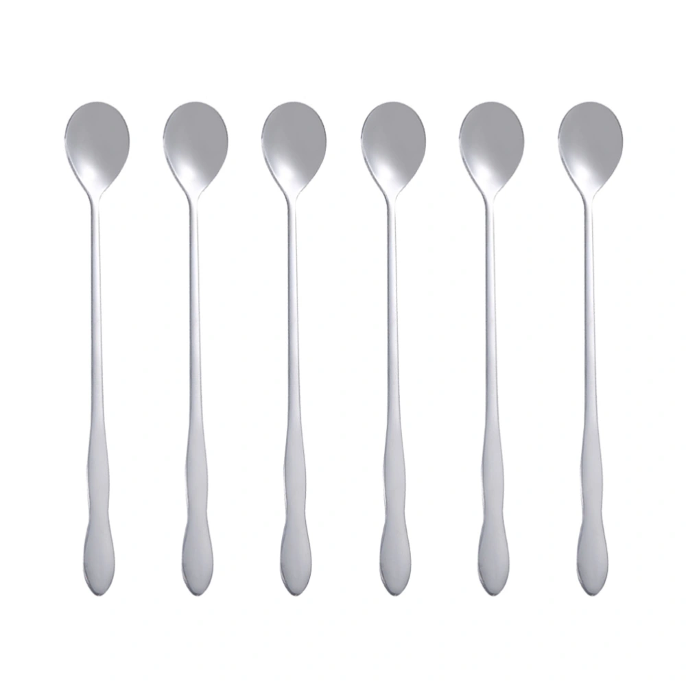 6pcs Stainless Steel Stirring Spoons Long Gourd-shaped Handle Spoon Ice Spoons for Home Bar (26cm)