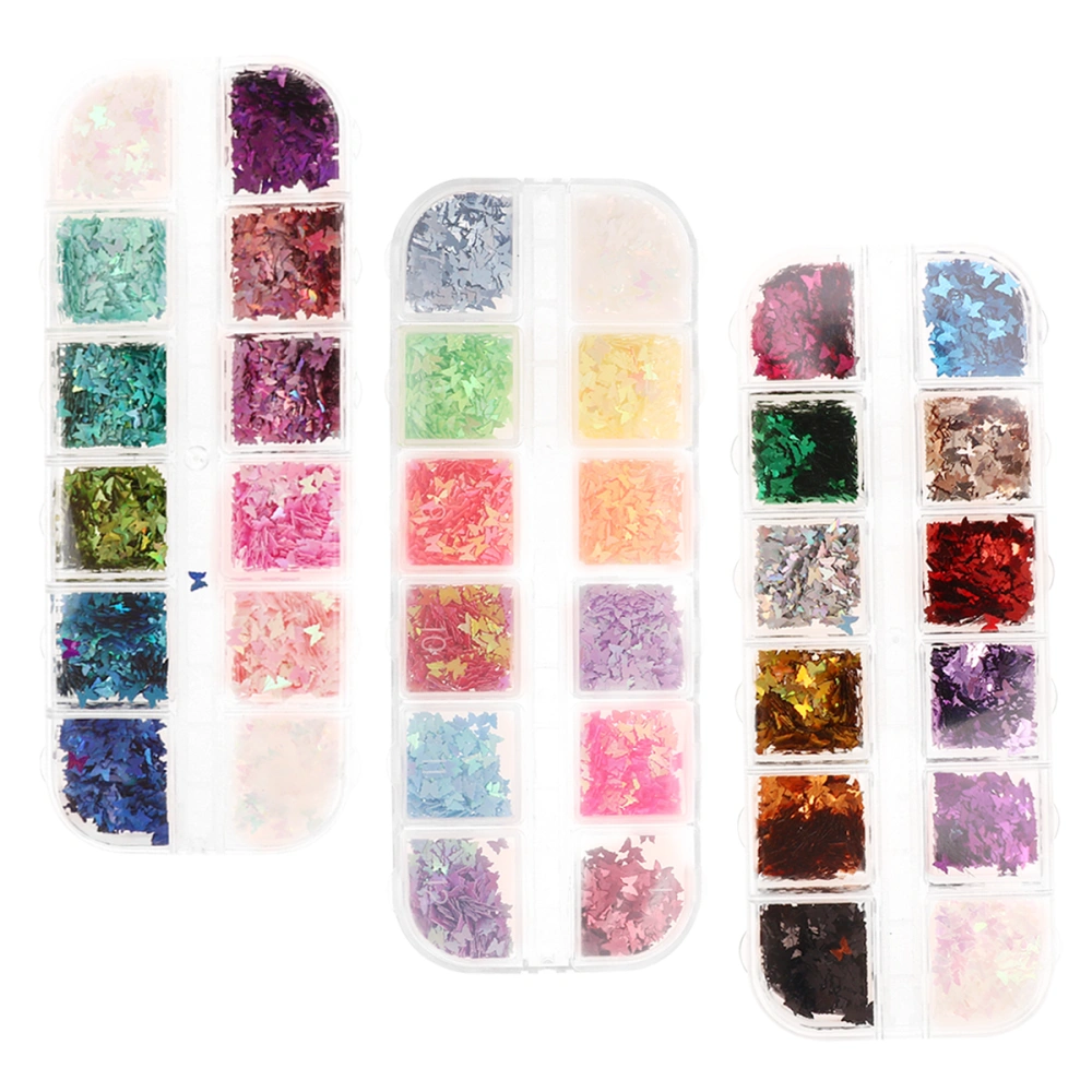 3 Boxes of Nail Art Sequins Shape Ultrathin Sequins Makeup Beauty Stickers DIY Manicure Decals for Women Girls