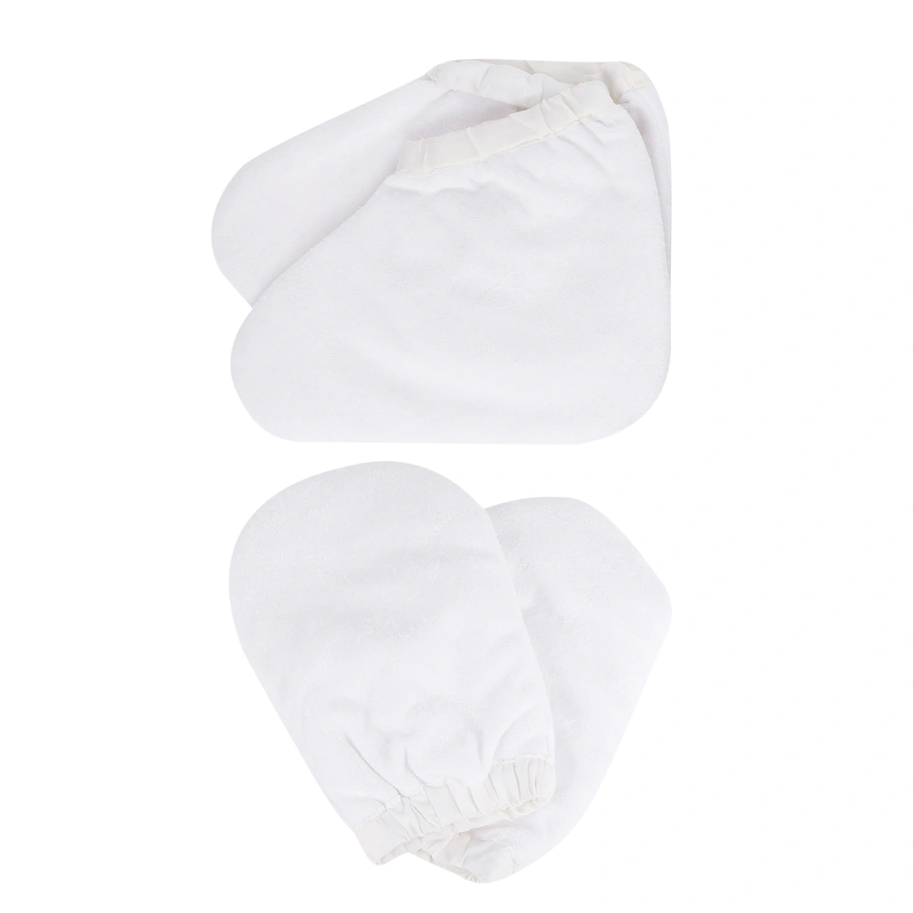 4Pcs Heat Preservation Cotton Gloves Thermal Insulation Gloves and Heat-retainting Foot Cover for Beauty Salon (White)