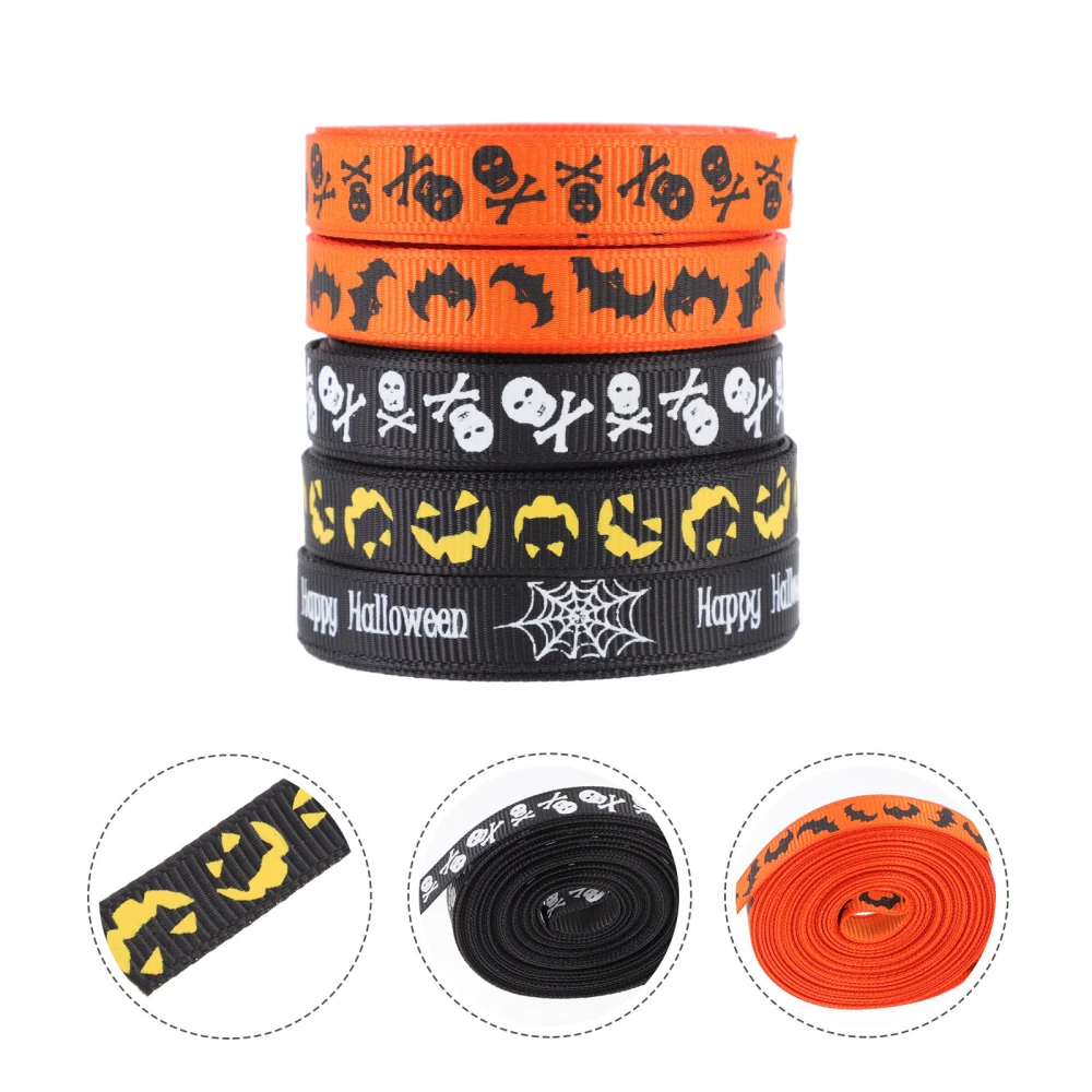 5 Rolls Creative Halloween Ribbon DIY Gift Packing Ribbon Packing Accessory