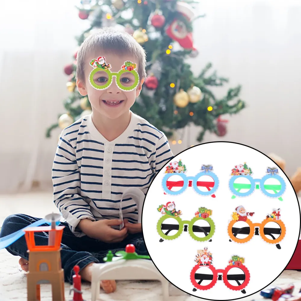 5Pcs Creative Christmas Eyewear Props Xmas Party Toys Adorable Glasses Frames