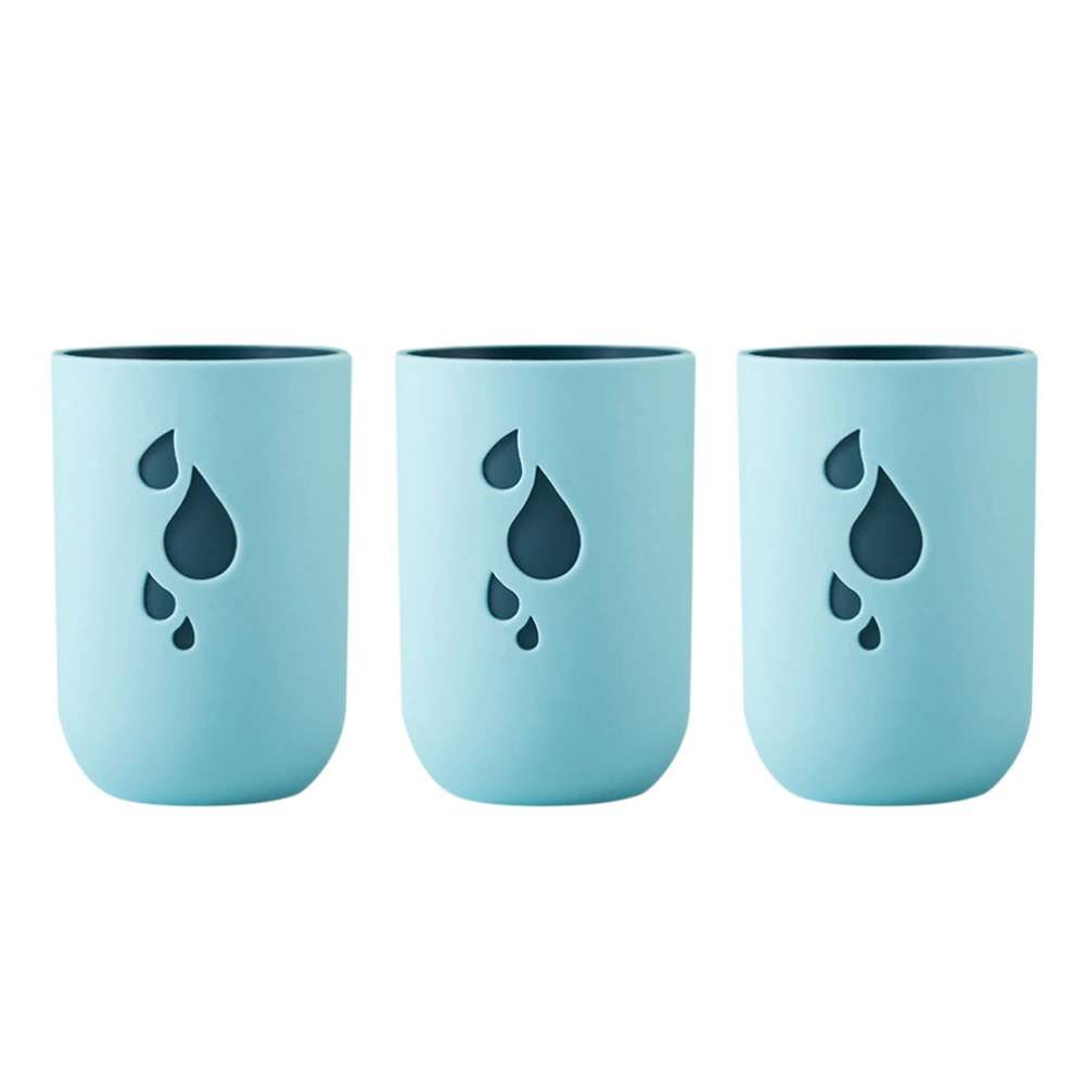 3PCS Tooth Mug Portable Tooth Brush Cup Creative Raindrops Design Toothpaste Cups Creative Two-color Gargle Cup Simple Household Washing Cups for Home Hotel Office Store Blue