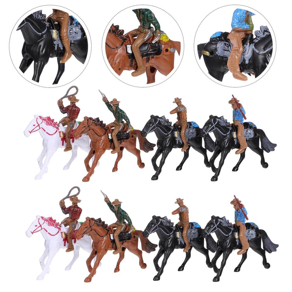 8PCS Western Cowboy Figure Adorns Desktop Model Adornments Table Layout Decors