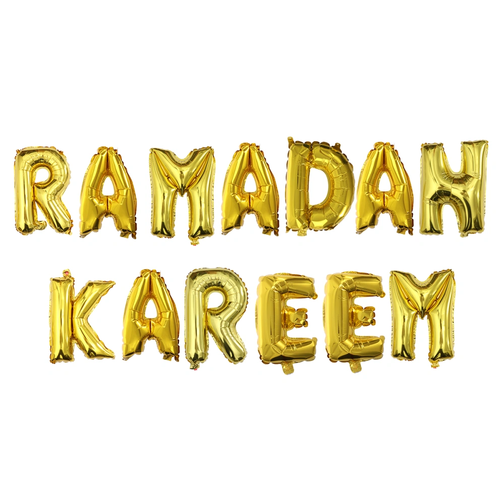 16inch RAMADAN KAREEM Letter Balloons Bunting Banner Ramadan Decoration for Eid al-Adha (Golden)